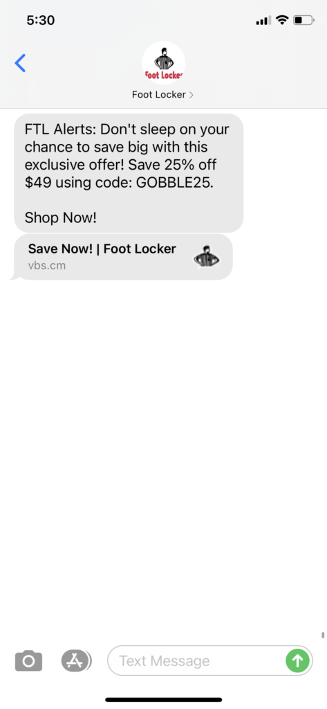 Foot Locker Text Message Marketing Example - 12.28.2020.PNG