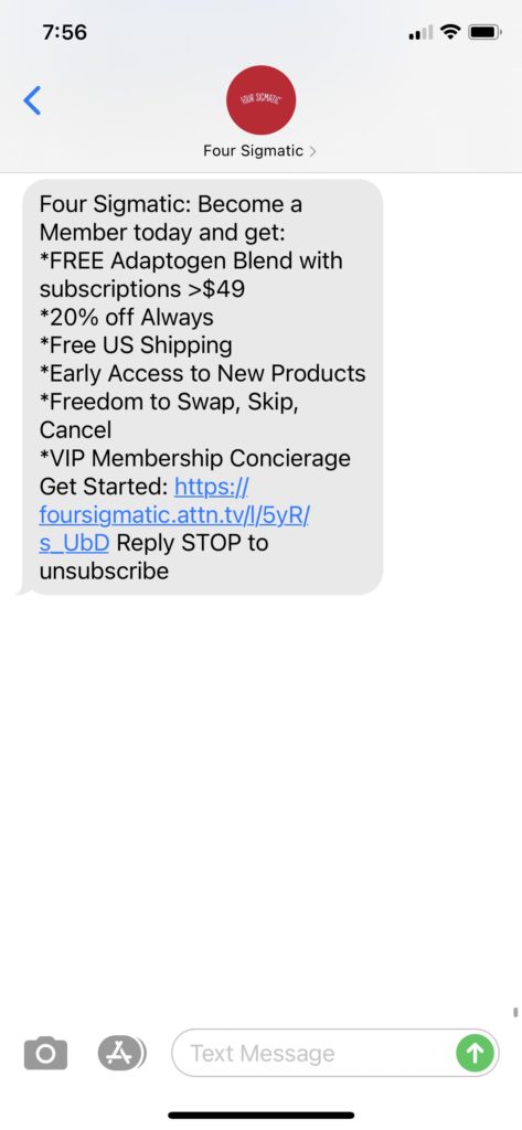 Four Sigmatic Text Message Marketing Example - 12.8.2020.PNG