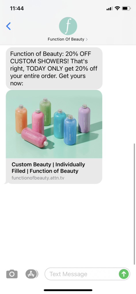 Function of Beauty Text Message Marketing Example - 12.26.2020