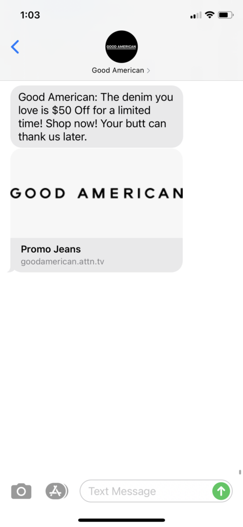 Good American Text Message Marketing Example - 12.06.2020.PNG