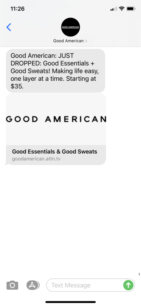 Good American Text Message Marketing Example - 12.10.2020.PNG