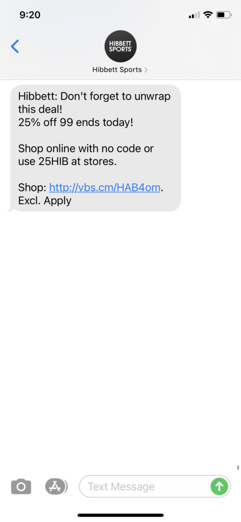 Hibbet Sports Text Message Marketing Example - 12.14.2020.PNG