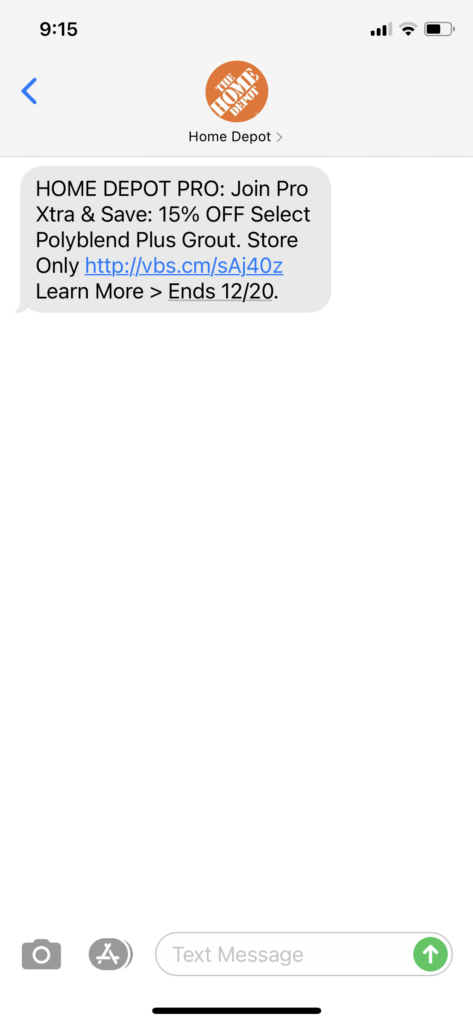 Home Depot Text Message Marketing Example - 12.14.2020.PNG