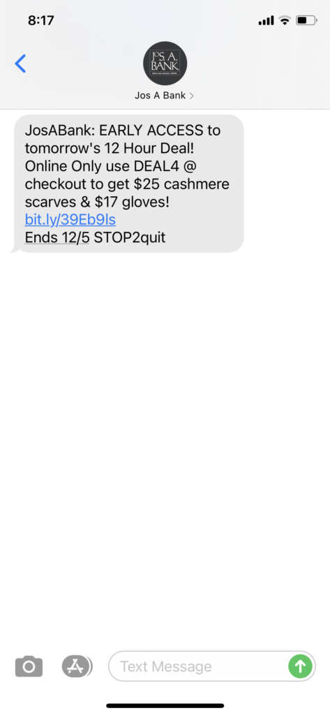 Jos A Bank Text Message Marketing Example - 12.4.2020.PNG