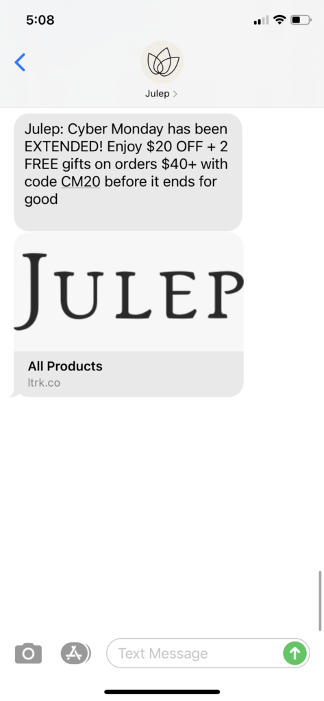 Julep Text Message Marketing Example - 12.01.2020.PNG