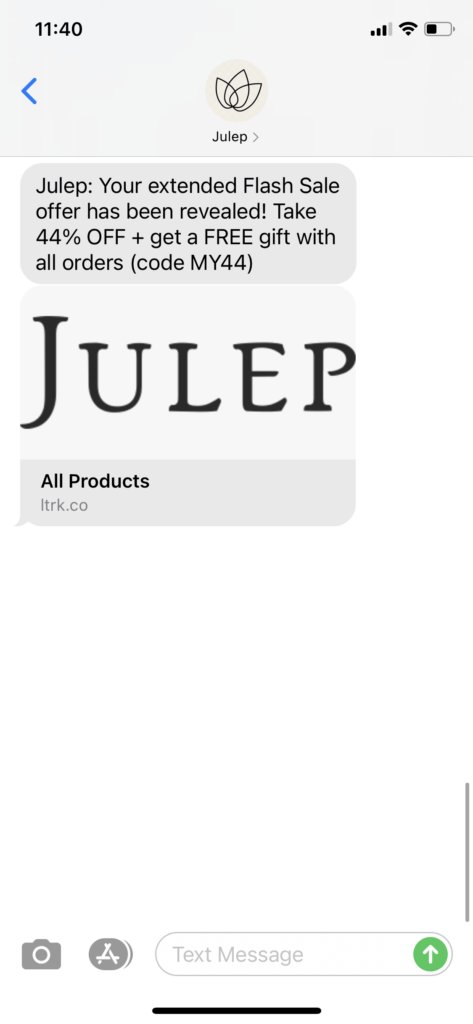 Julep Text Message Marketing Example - 12.18.2020