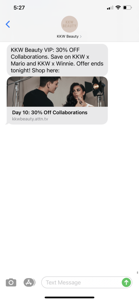 KKW Beauty Text Message Marketing Example - 12.10.2020.PNG