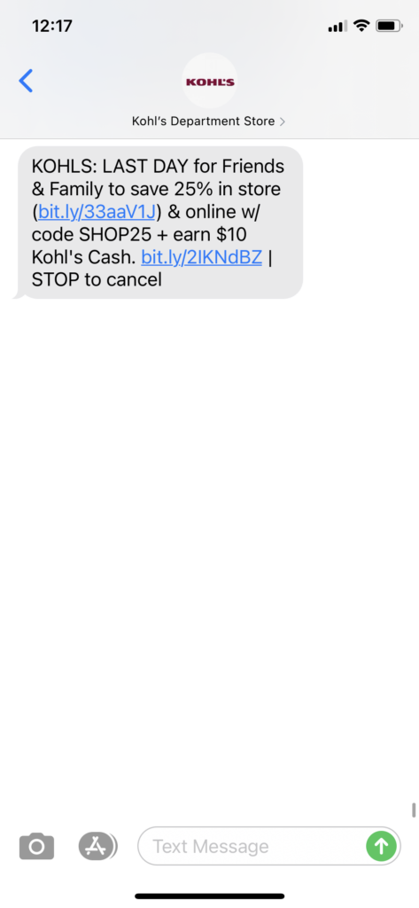 Kohl's Text Message Marketing Example - 12.9.2020.PNG