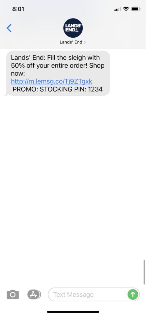Land's End Text Message Marketing Example - 12.8.2020.PNG