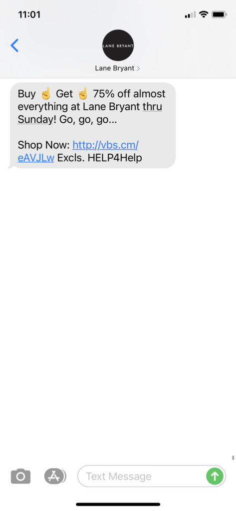 Lane Bryant Text Message Marketing Example - 12.11.2020.PNG