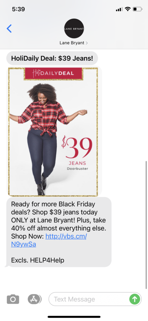 Lane Bryant Text Message Marketing Example - 12.28.2020.PNG