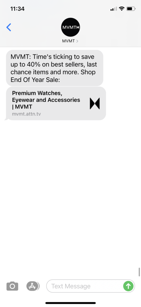 MVMT Text Message Marketing Example - 12.26.2020