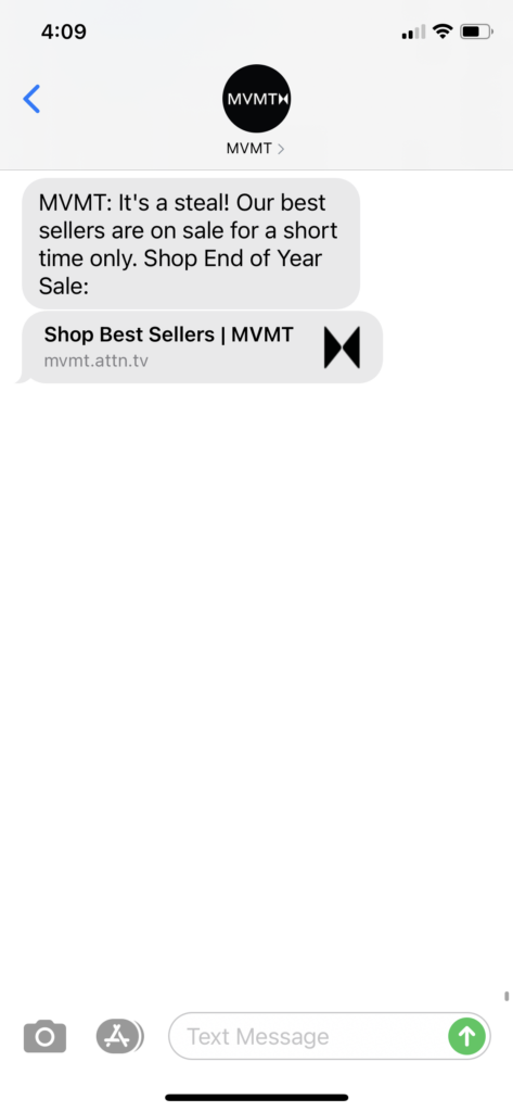 MVMT Text Message Marketing Example - 12.27.2020