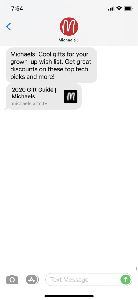 Michaels Text Message Marketing Example - 12.8.2020.PNG