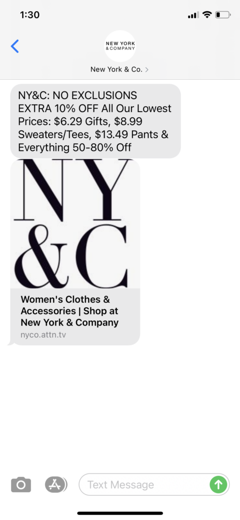 New York and Co Text Message Marketing Example - 12.13.2020.PNG