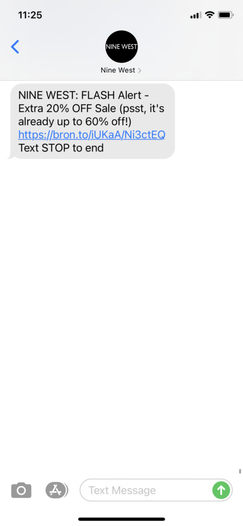 Nine West Text Message Marketing Example - 12.10.2020.PNG