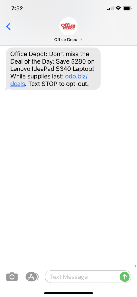 Office Depot Text Message Marketing Example - 12.8.2020.PNG