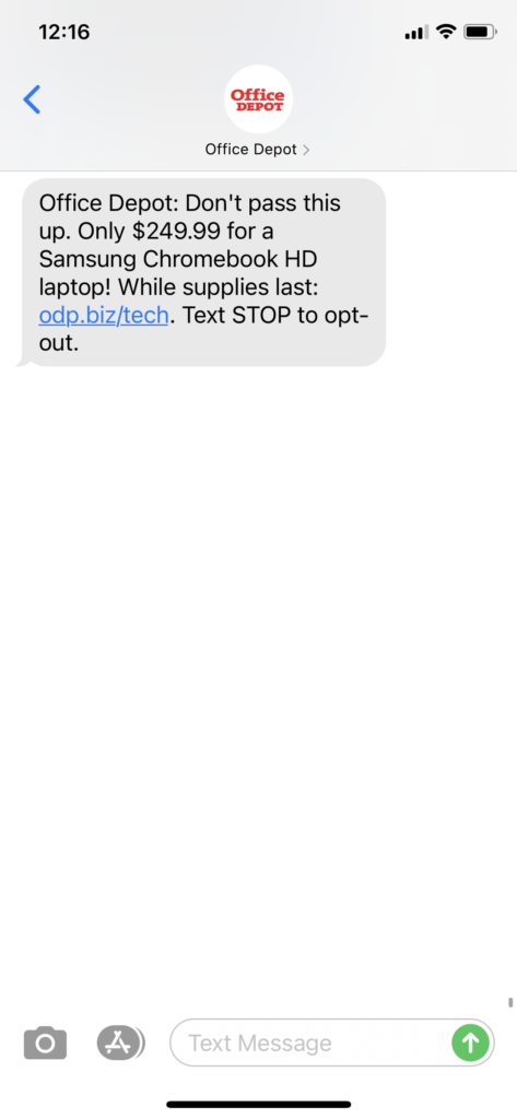 Office Depot Text Message Marketing Example - 12.9.2020.PNG