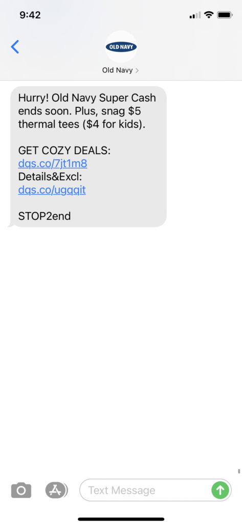 Old Navy Text Message Marketing Example - 12.13.2020.PNG