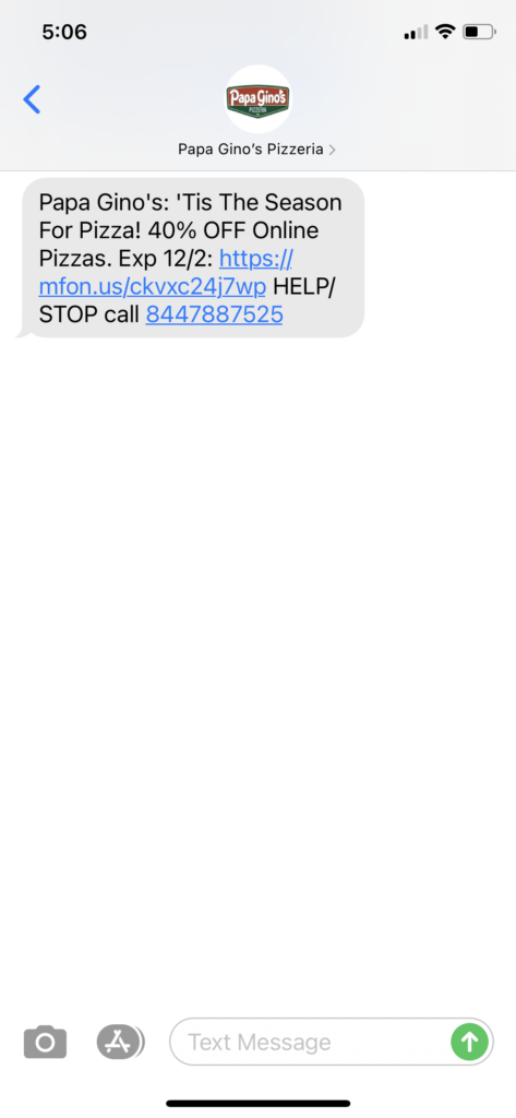 Papa Ginos Text Message Marketing Example - 12.01.2020.PNG