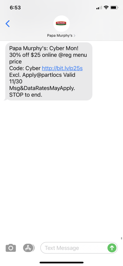 Papa Murphy's Text Message Marketing Example - 11.30.2020.PNG
