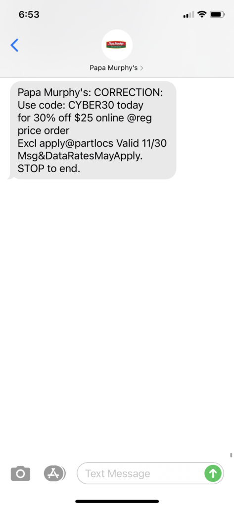 Papa Murphy's Text Message Marketing Example2 - 11.30.2020.PNG