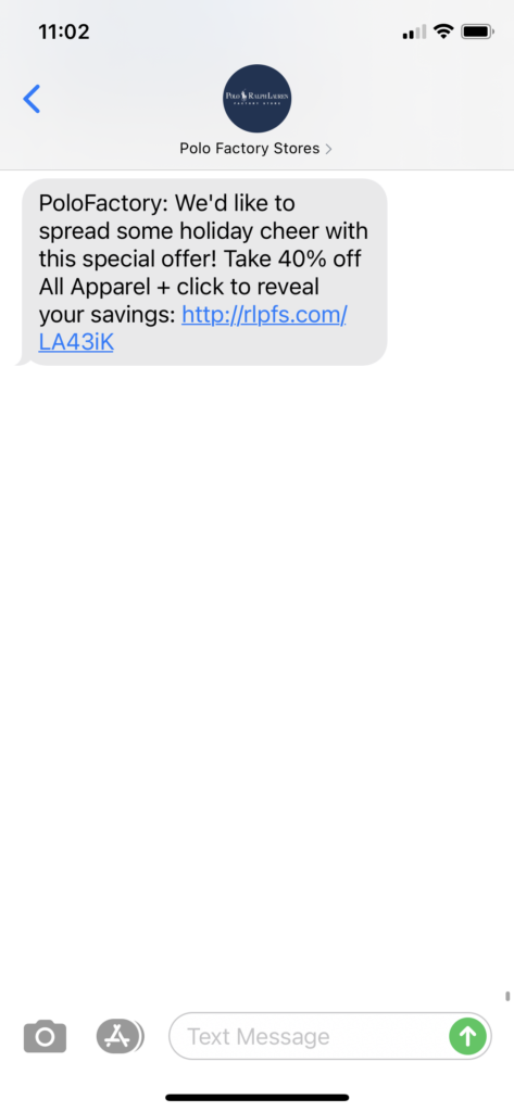 Polo Factory Stores Text Message Marketing Example - 12.11.2020.PNG