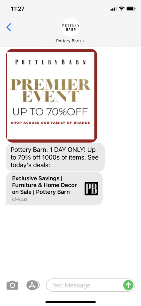 Pottery Barn Text Message Marketing Example - 12.10.2020.PNG
