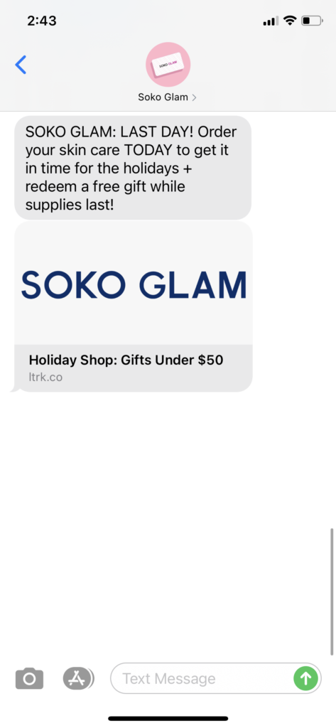 Soko Glam Text Message Marketing Example - 12.15.2020.PNG