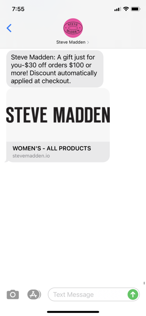 Steve Madden Text Message Marketing Example - 12.8.2020.PNG