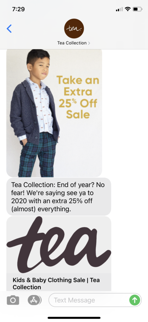 Tea Collection Text Message Marketing Example - 12.22.2020
