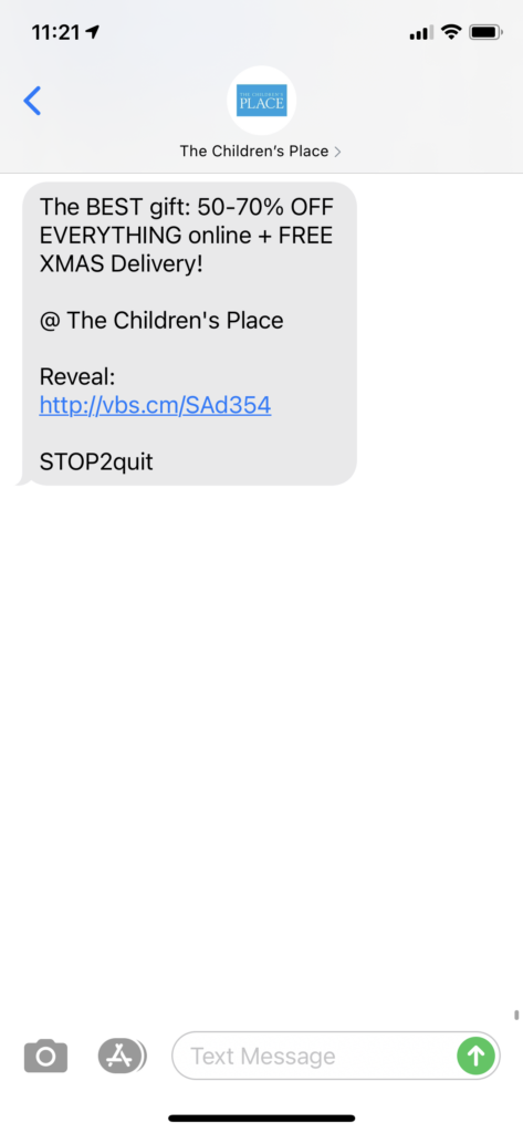 The Children's Place Text Message Marketing Example - 12.10.2020.PNG