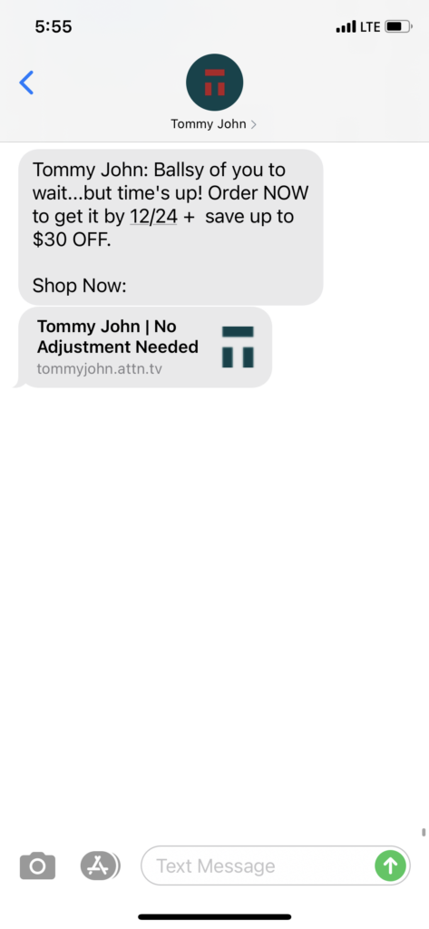 Tommy John Text Message Marketing Example - 12.17.2020.PNG