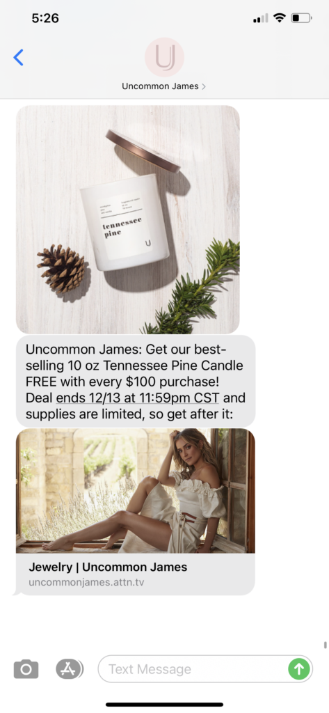 Uncommon James Text Message Marketing Example - 12.10.2020.PNG
