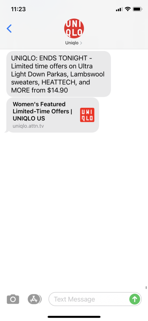 Uniqlo Text Message Marketing Example - 12.10.2020.PNG