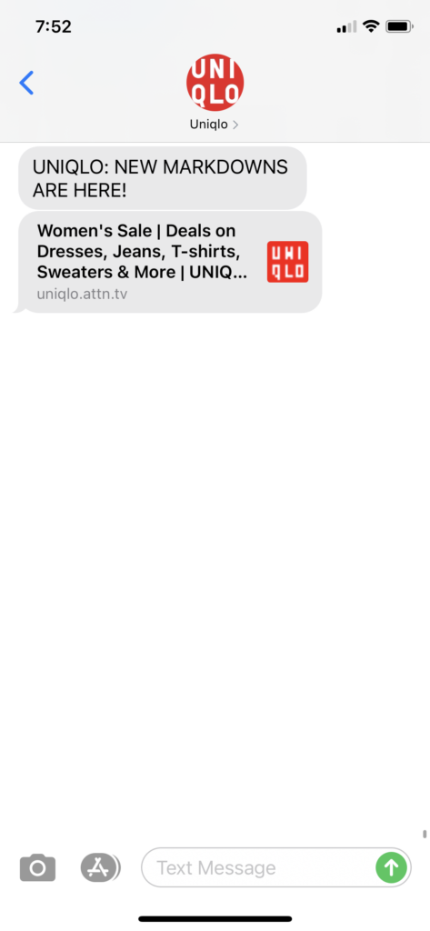 Uniqlo Text Message Marketing Example 2- 12.8.2020.PNG