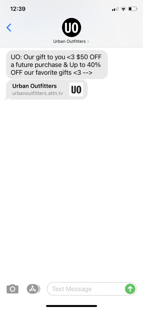 Urban Outfitters Text Message Marketing Example - 12.16.2020.PNG