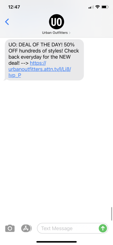 Urban Outfitters Text Message Marketing Example - 12.7.2020.PNG