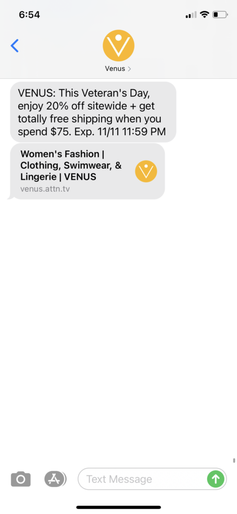 Venus Text Message Marketing Example - 11.11.2020.PNG