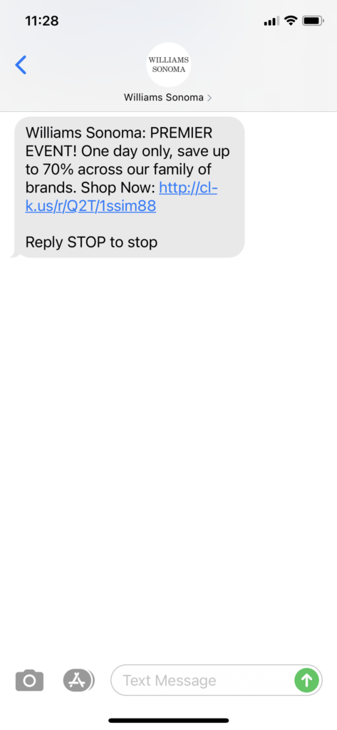 Williams Sonoma Text Message Marketing Example - 12.10.2020.PNG