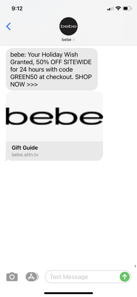 bebe Text Message Marketing Example - 12.14.2020.PNG