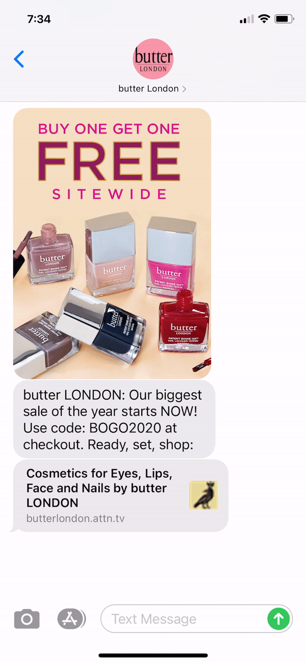 butter London Text Message Marketing Example - 11.19.2020.gif