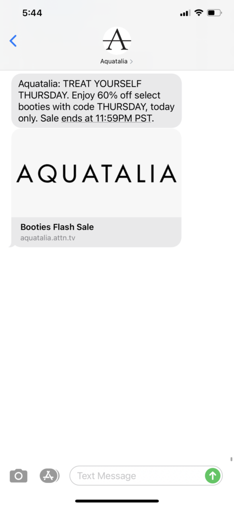 Aquatalia Text Message Marketing Example - 12.07.2020