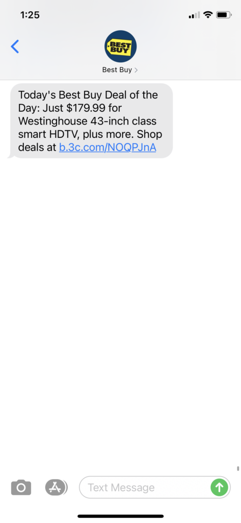 Best Buy 1 Text Message Marketing Example - 01.13.2021