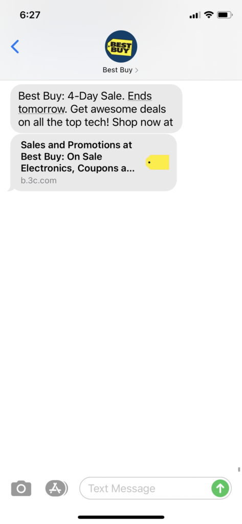 Best Buy 1 Text Message Marketing Example - 01.20.2021