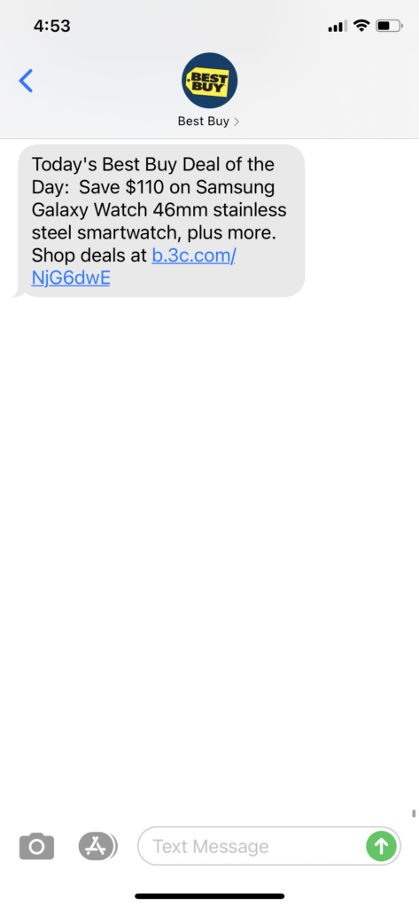 Best Buy Text Message Marketing Example -01.09.2021