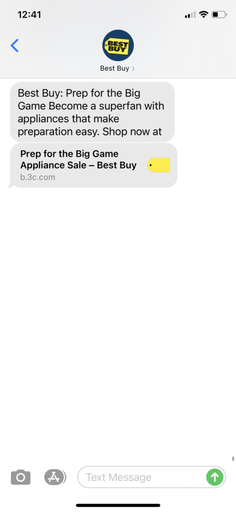 Best Buy Text Message Marketing Example - 01.27.2021