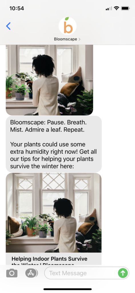 Bloomscape Text Message Marketing Example - 01.03.2021