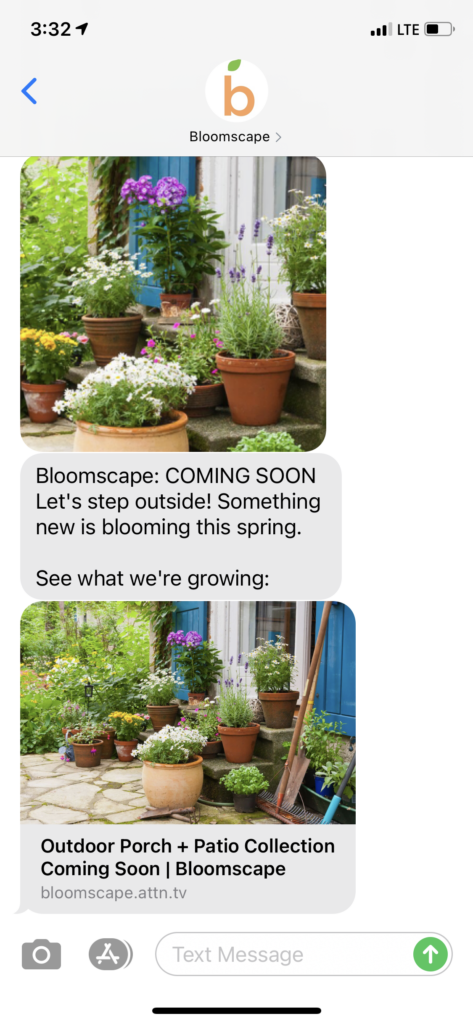 Bloomscape Text Message Marketing Example - 01.16.2021