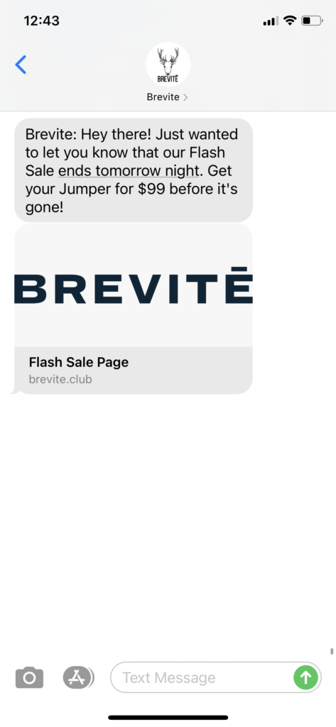 Brevite Text Message Marketing Example - 01.27.2021